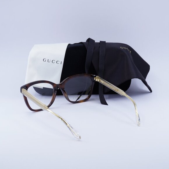 Gucci GG0566ON 002 Square Eyeglasses 52mm - Havana/Crystal - Picture 5 of 11